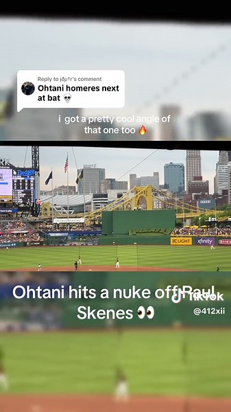 Replying to @jðµ†r i got a pretty cool angle of that one too 🔥 #paulskenes #shoheiohtani #skenes #ohtani #homer #homerun #pirates #dodgers #ladodgers #pittsburghpirates #pncpark
