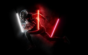 彩色荧光灯人物闪烁GIF动画效果PS动作教程