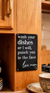 😂 Tired of nagging your kids to wash the dishes every day? This funny sarcastic kitchen sign says it all for you, making family interactions more natural. Easy to hang, perfect for the kitchen, dining room, or bathroom, and brings laughter to the whole house! 🤣 | Familymartpro