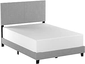 Crown Mark Erin Upholstered Panel Bed in Gray, Twin