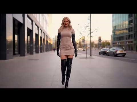 AI Woman Walks Through the City in High Heel Boots