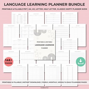 Printable Language Learning Planner Bundle, Vocabulary Grammar Worksheets, Reading Writing Speaking Practice, Study Organizer A4 A5 Letter - Etsy