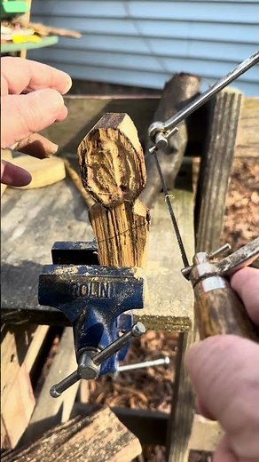 Using a coping saw to shape a hand carved spoon#youtubehighfive ‪@youtubecreators‬