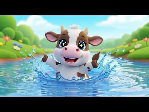 Baby Cow Swimming in the River | Popular Nursery Rhyme For Kids | Sing Along With Kids