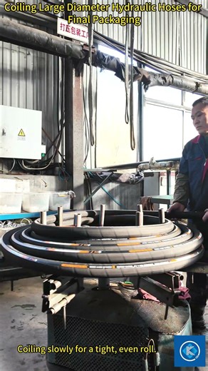 Coiling Large Diameter Hydraulic Hoses for Final Packaging