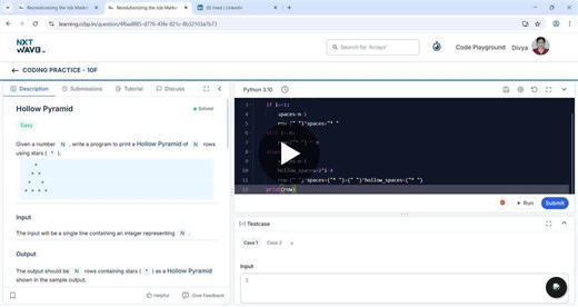 #python #codingjourney #learningbydoing #loops #coding #hollow | Divya Sri