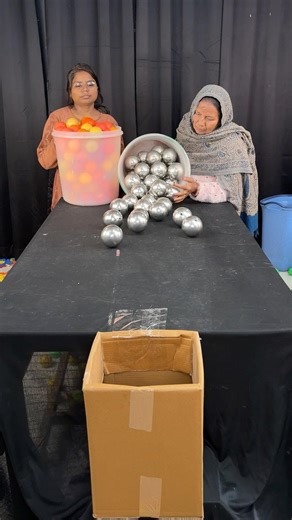 Steel Ball Vs Normal Ball Pour In. Box Challenge! #challenge #gamechallengeathome #shorts
