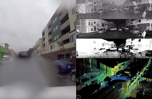 Lidar vs. camera: driving in the rain | Ouster