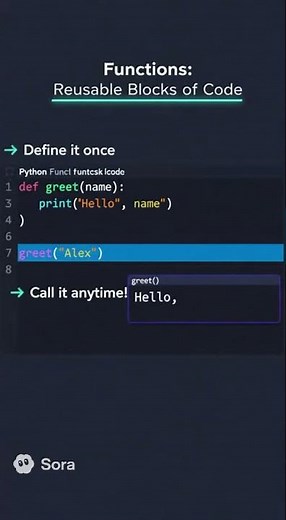 Python Functions Explained in 10 Seconds (AI-Generated Learning Short)