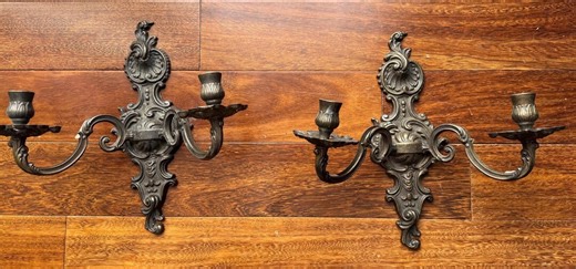 Solid Bronze Vintage Unwired Wall Sconces Pair Rococo Baroque Style - Etsy