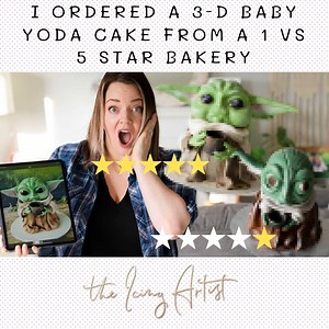 44K views · 305 reactions | 1 vs. 5 star bakery try to make a 3D baby Yoda cake! The results were shocking!  | The Icing Artist | Facebook