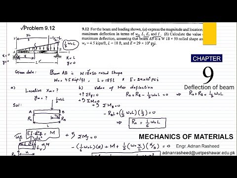 Problem 9.12 ||Deflection Of Beam || Beams Deflection || Deflection Of Beams Solved Problems