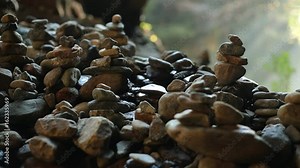 Zen Rock Piles Balanced in Nature