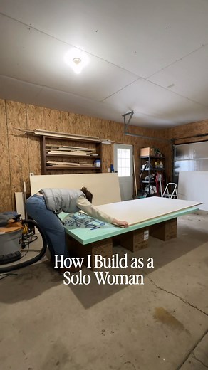 So often I hear people tell me they “could never.” But the only thing holding you back is not knowing the tricks to make it doable. This is one of the biggest tricks to be able to handle plywood as a solo woman. Don’t waste your money on a table saw (though it is a great tool in many situations). Instead, start with a smaller/safer blade and use a circular saw and this jig. Safety tip: Make sure never to lift your saw out of the jig while the blade is still spinning. Head to YouTube for loads of