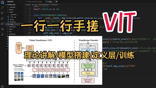 真是一行一行代码手敲出来的！把vit的理论到代码统统一次性给你讲清楚