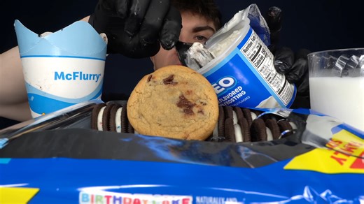 American guy struggles to eat Oreo feast