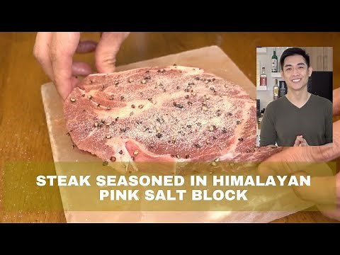 Steak Seasoned in Himalayan Pink Salt Block