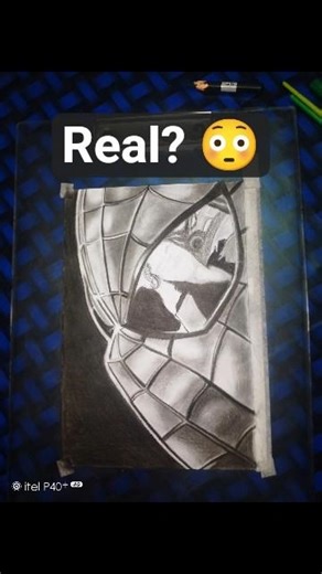 Look at the eye 👀😳 Realistic Spider-Man reflection 🔥 #shorts #spiderman #drawing #art #viral