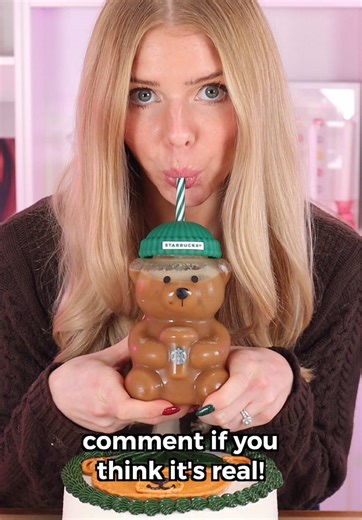 Real or fake Starbucks bear cup?! #starbucks #starbucksbear #bearcup #starbuckscake #starbuckscoffee