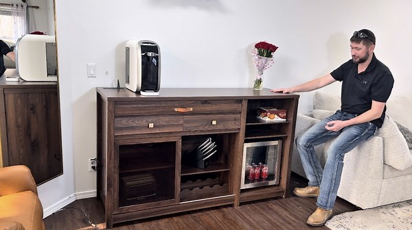 Watch This coffee bar table is one of the best pieces of furnitures we have in our house! QUALITY! on Amazon Live