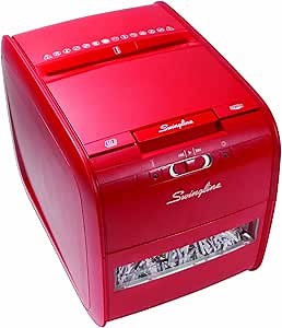 Swingline Paper Shredder, Auto Feed, 60 Sheet Capacity, Cross-Cut, 1 User, Personal, Stack-and-Shred 60X, Red (1757579)