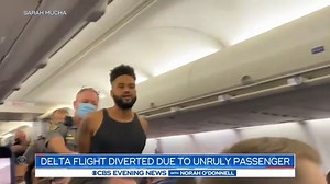 8K views · 88 reactions | UNRULY PASSENGER: Police say an unruly passenger forced a Delta flight from Washington to Los Angeles to stop in Oklahoma city last night after an alleged assault on a flight attendant. | CBS Evening News | Facebook
