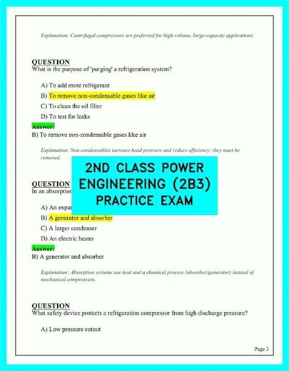 2ND CLASS POWER ENGINEERING 2B3 PRACTICE EXAM 2026 UPDATED PRACTICE QUESTIONS AND ANSWERS REVIEW!