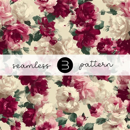 Burgundy Floral Pattern – Seamless Romantic Roses (digital Download) - Etsy