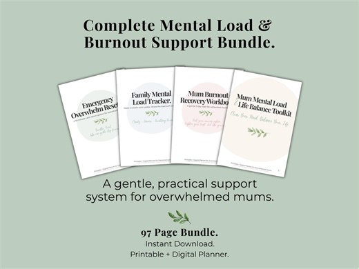 Mental Load Bundle for Mums | Burnout Recovery Workbook, Overwhelm Reset Kit & Life Balance Planner | Printable PDF System | Digital Planner - Etsy