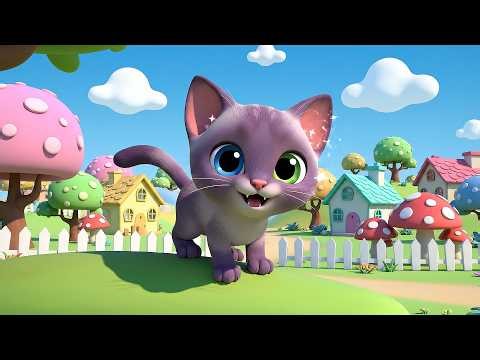 Five Little Cats Meow Meow Meow | Cute Kitty Song & Nursery Rhymes for Kids