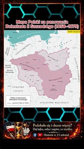 Mapa Polski w latach 1058-1079 - Bolesław II Szczodry