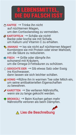 8 Lebensmittel, die du falsch isst – und wie man sie richtig isst⚠️ Lies die Beschreibung