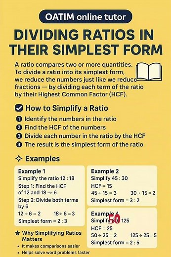 Dividing ratios in their simplest form