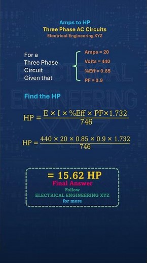 Three Phase Motor HP in Seconds: Common Amps Mistake Explained = 20 Amps to HP 3 Phase Formula
