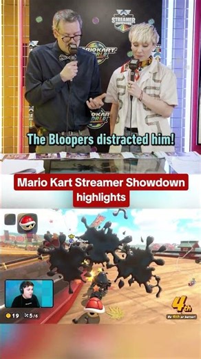 The commentators curse in the Mario Kart World Streamer Showdown, sponsored by Nintendo