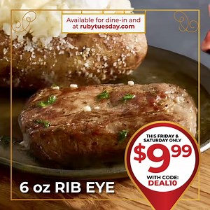 5K views · 54 reactions | Get these Holiday Deals while they're hot!! For $9.99 you can choose from four tasty entrees. Use code: DEAL10 when you dine in or order online at RubyTuesday.com. | Ruby Tuesday | Facebook