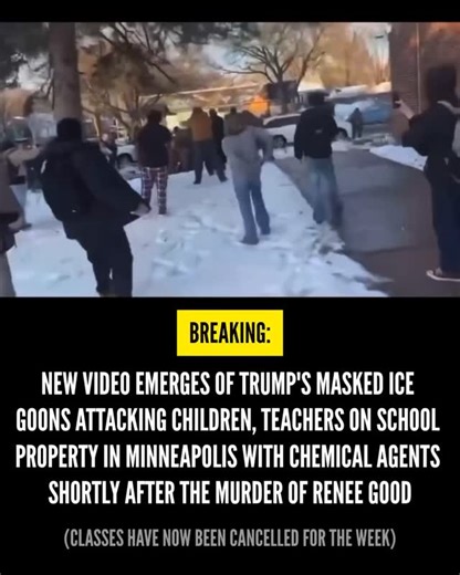 ⚠️⚠️#BREAKING: Minneapolis Public Schools on Wednesday canceled classes district-wide for the remainder of the week "due to safety concerns," following the killing of a woman Wednesday by an ICE agent. The district said it was acting "out of an abundance of caution." The move came after officials at Roosevelt High School said armed U.S. Border Patrol officers came on school property during dismissal Wednesday and began tackling people, handcuffed two staff members and released chemical weapons o
