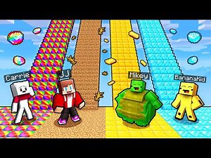 JJ and Mikey: FAT vs STRONG Stairs Battle in Minecraft!