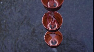 Copper Rain Chain – Decorative Chimes & Cups Replace Gutter Downspout & Divert Water Away from Home for Stunning Fountain Display – 3’ Long for Universal Fit – Bell Style