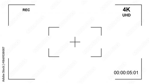 Camera Recording Viewfinder HUD Overlay with REC Indicator, Battery Status and Timecode on White Background, 20 Seconds 4K UHD Video