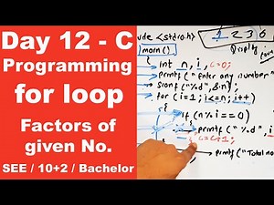 Factors of given number in C || Program example of for loop || Day 12 || Readersnepal