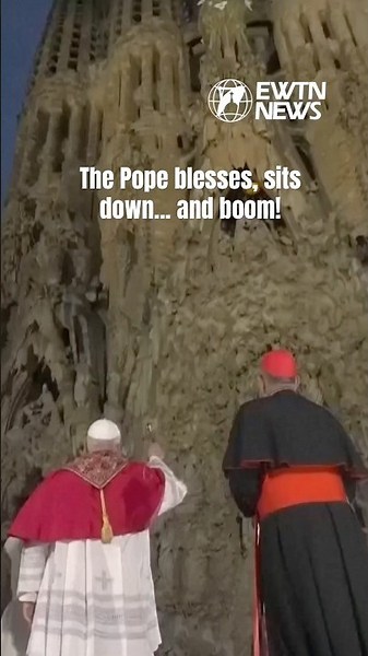 The Pope blesses, sits down... and boom!