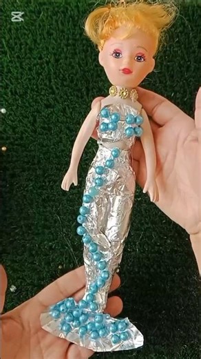 DIY Mermaid Doll: Aluminium Foil Magic! 🧜‍♀️✨ #asmr #doll #dollmaker