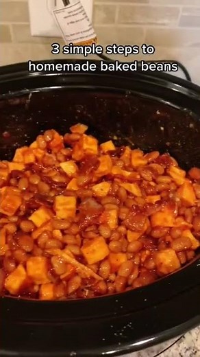 3 SIMPLE STEPS TO HOMEMADE BAKED BEANS - SLOW COOKER BAKED BEANS RECIPE - EASY BAKED BEANS #SHORTS