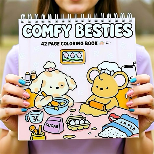Comfy Besties Spiral Bound Coloring Book: 42 Pages Featuring Adorable Animal Characters Bleed Resistant Paper Alcohol Marker Coloring Book - Etsy