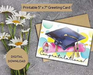 Printable Graduation Greeting Card-colorful-celebrate-graduation-congratulations Grad-festive-digital Download-diy-print at Home-cap-scroll - Etsy Canada