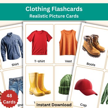 Clothes Real Photo Flashcards – 48 Vocabulary Cards