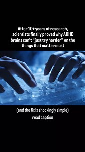 ADHD “can’t try harder” isn’t a character flaw. It’s wiring. When something matters, your brain adds pressure… and pressure adds noise: you overthink the first step you keep “preparing” instead of starting you drift, feel guilty, restart, drift again Then you end the day exhausted… with nothing finished. The fix is shockingly simple: Stop asking for “focus.” Build a start cue. Before you begin, put ONE thing in your face that tells your brain what “doing” is. Do this in 30 seconds: Open the task