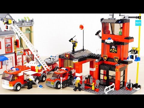 レゴ シティ 消防署 7240 はしご車 7239 ／ LEGO City Fire station Fire Truck Speed build & Review