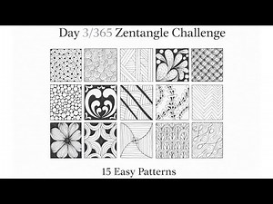Day 3/365 Zentangle Challenge – 15 Easy Patterns | Relaxing Line Art